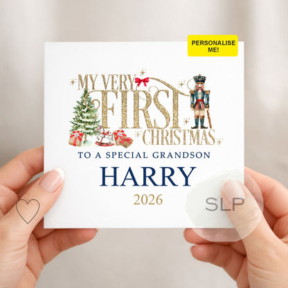 Personalised Grandson First Christmas Card | Nutcracker