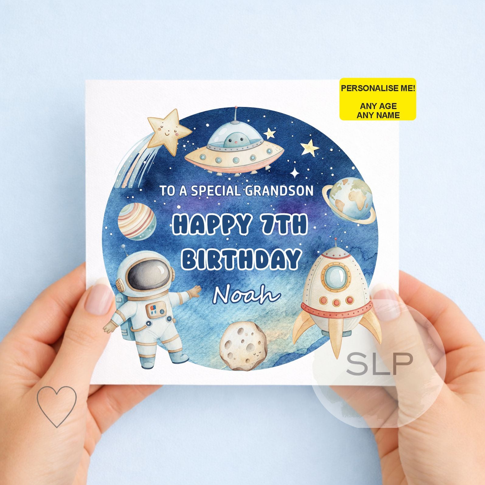 Space Birthday Card – Personalised Any Age and Name – Astronaut & Rocket Card – Boys Birthday Card