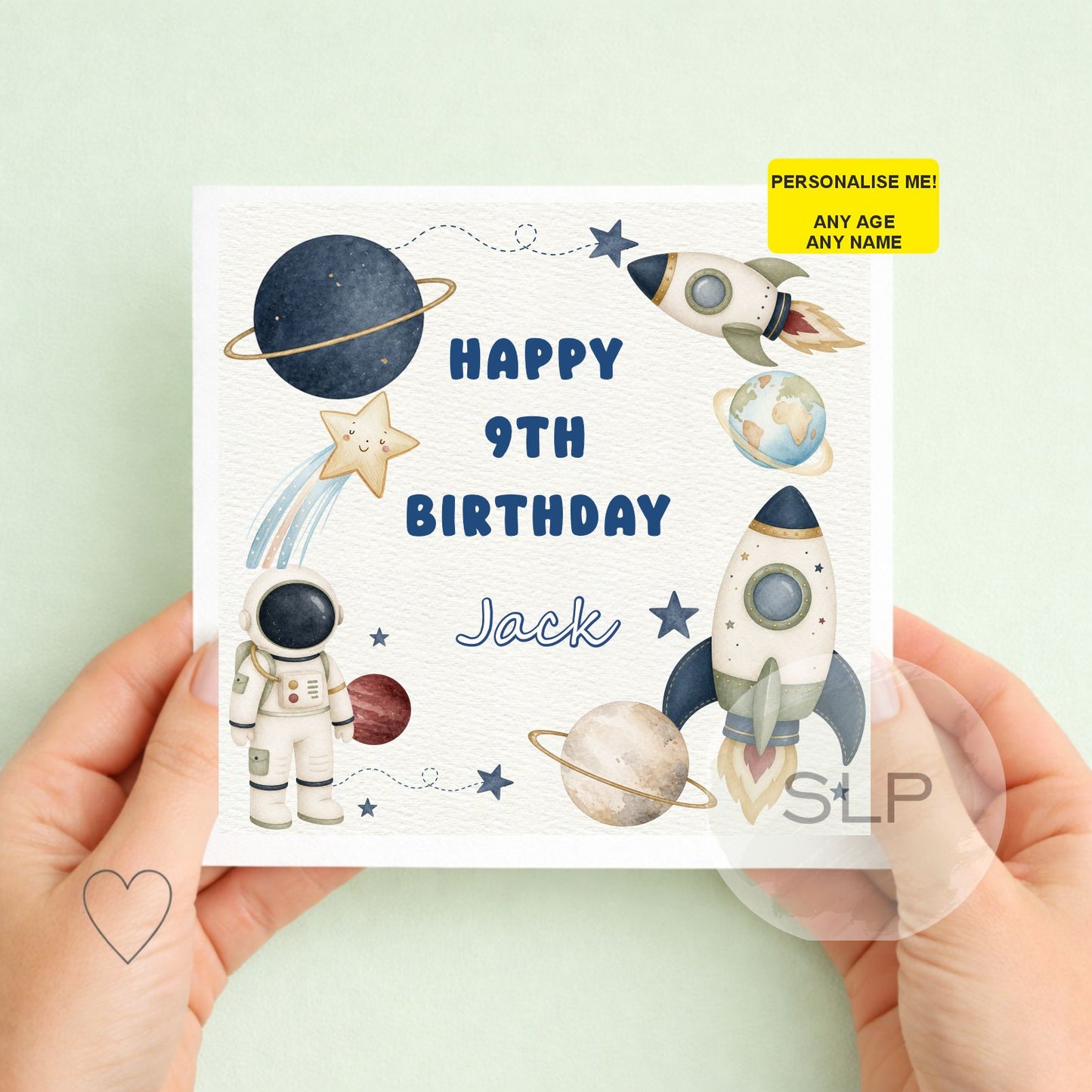 Space Birthday Card – Personalised Any Age and Name – Astronaut & Rocket Card – Boys Birthday Card