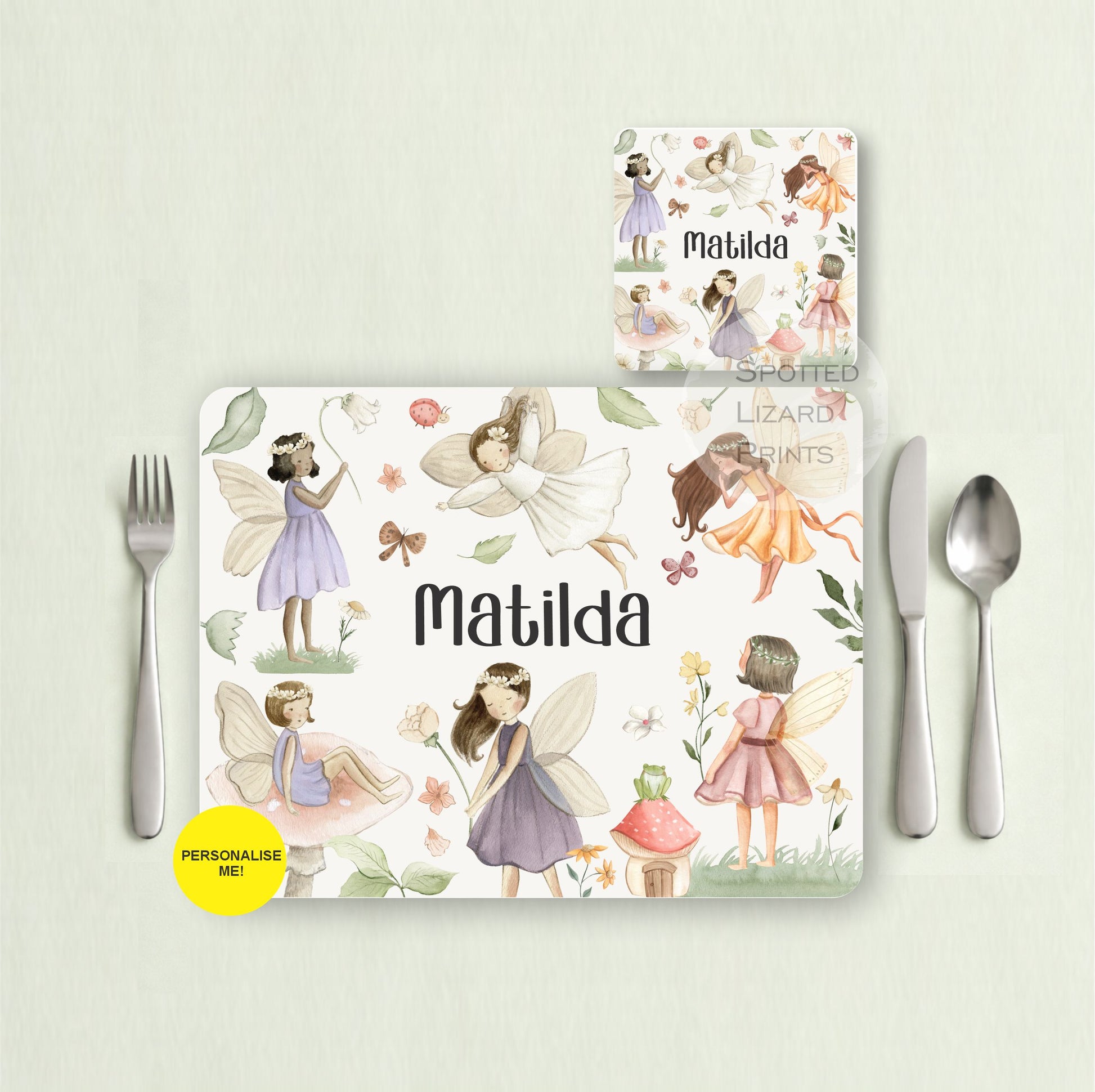 Gift for Kids - Personalised Placemat - Placemat and Coast set - Personalised Tableware - Personalised Coaster - 