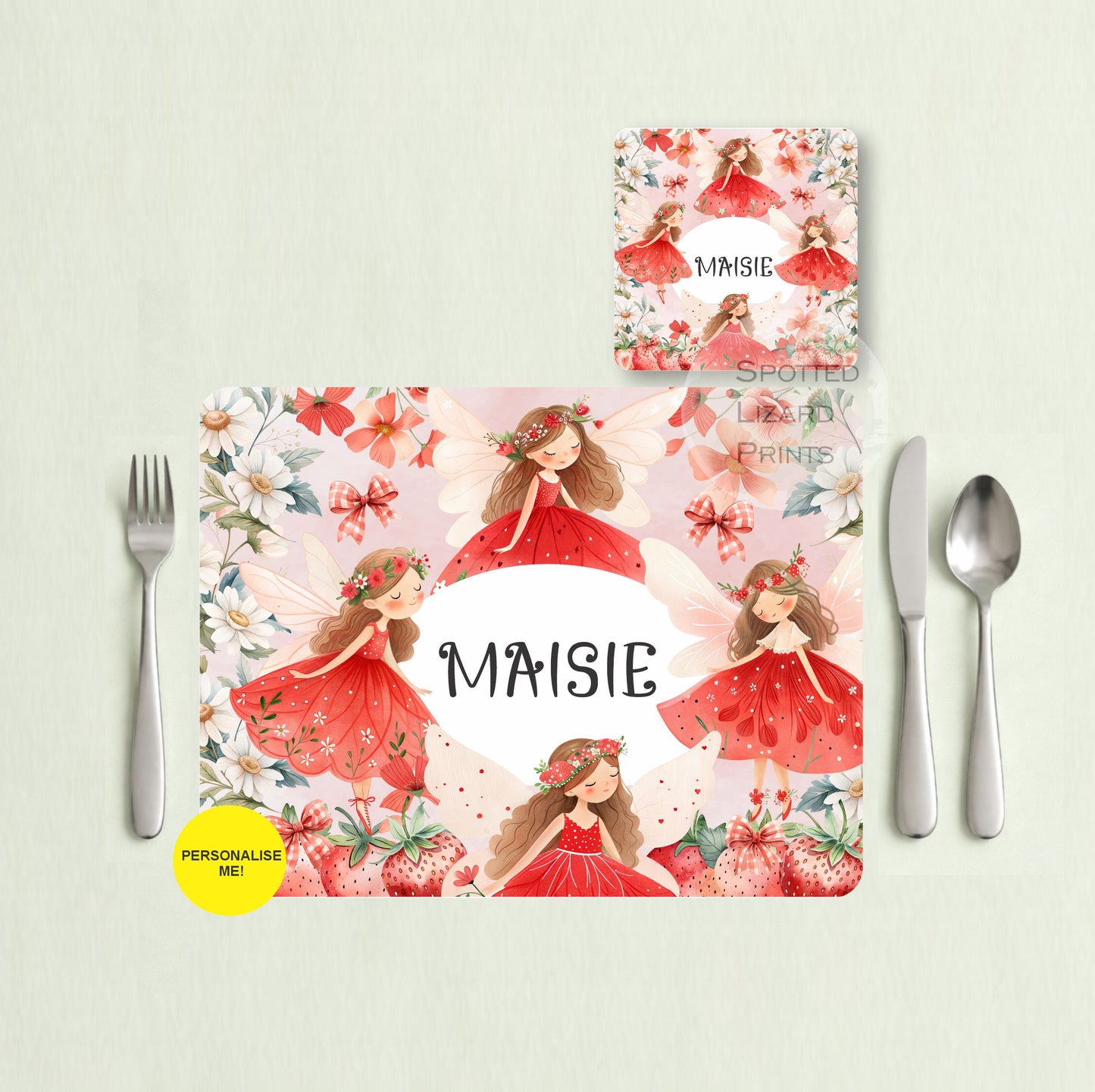 Gift for Kids - Personalised Placemat - Placemat and Coast set - Personalised Tableware - Personalised Coaster - 
