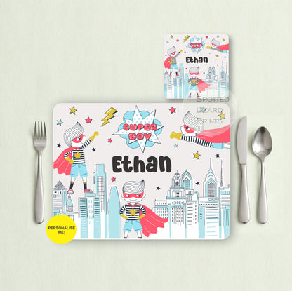 Gift for Kids - Personalised Placemat - Placemat and Coast set - Personalised Tableware - Personalised Coaster - 