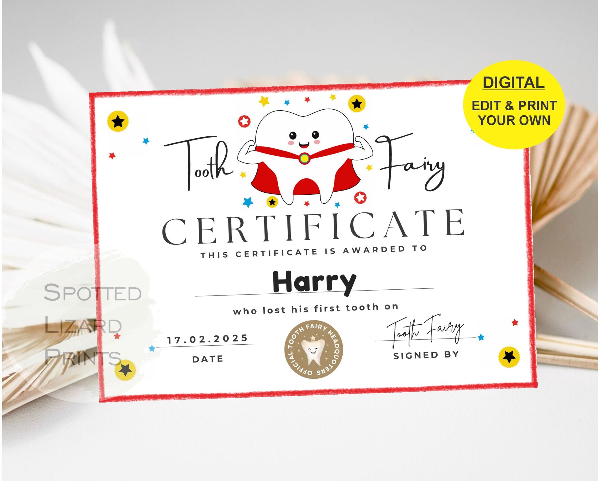Tooth fairy certificate