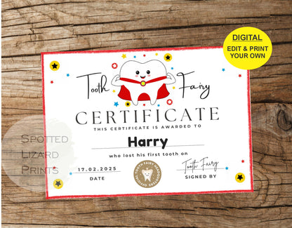 Tooth fairy certificate download