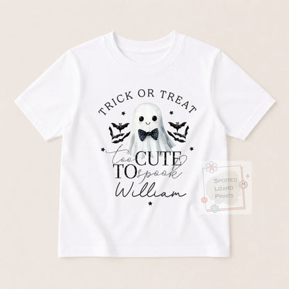 Personalised Cute Ghost Halloween Sweatshirt for Boys | Personalised Halloween Jumper | Ghost Trick or Treat Outfit | Baby Boy Halloween Sweatshirt | Custom Halloween Clothing