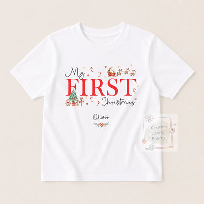 Personalised First Christmas Baby Outfit- My First Christmas Sleepsuit or Vest - 1st Xmas Cute Santa - Personalised baby Gift