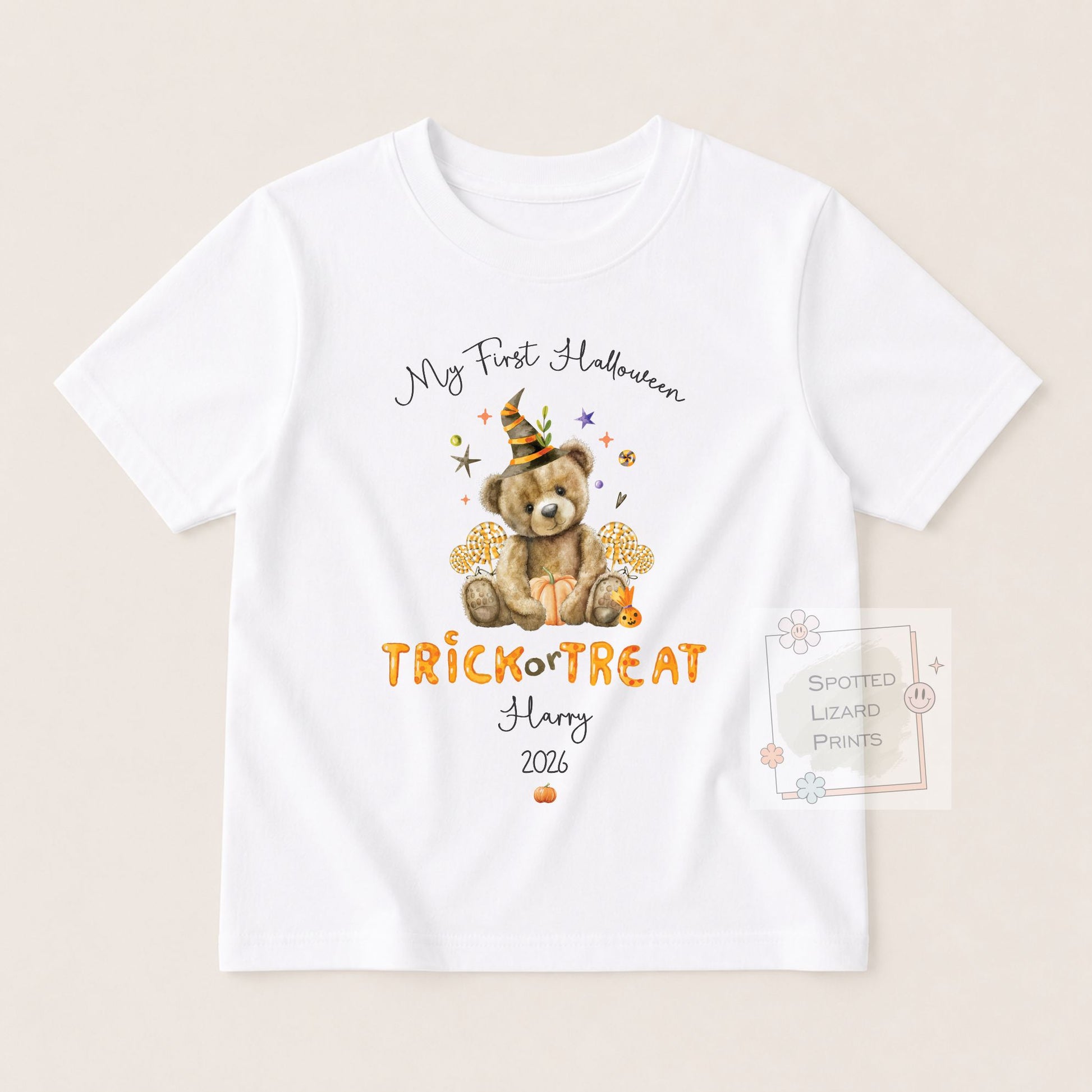 Personalised First Halloween Baby Outfit | My 1st Halloween Sleepsuit, Vest or T-shirt - Halloween Teddy Trick or Treat