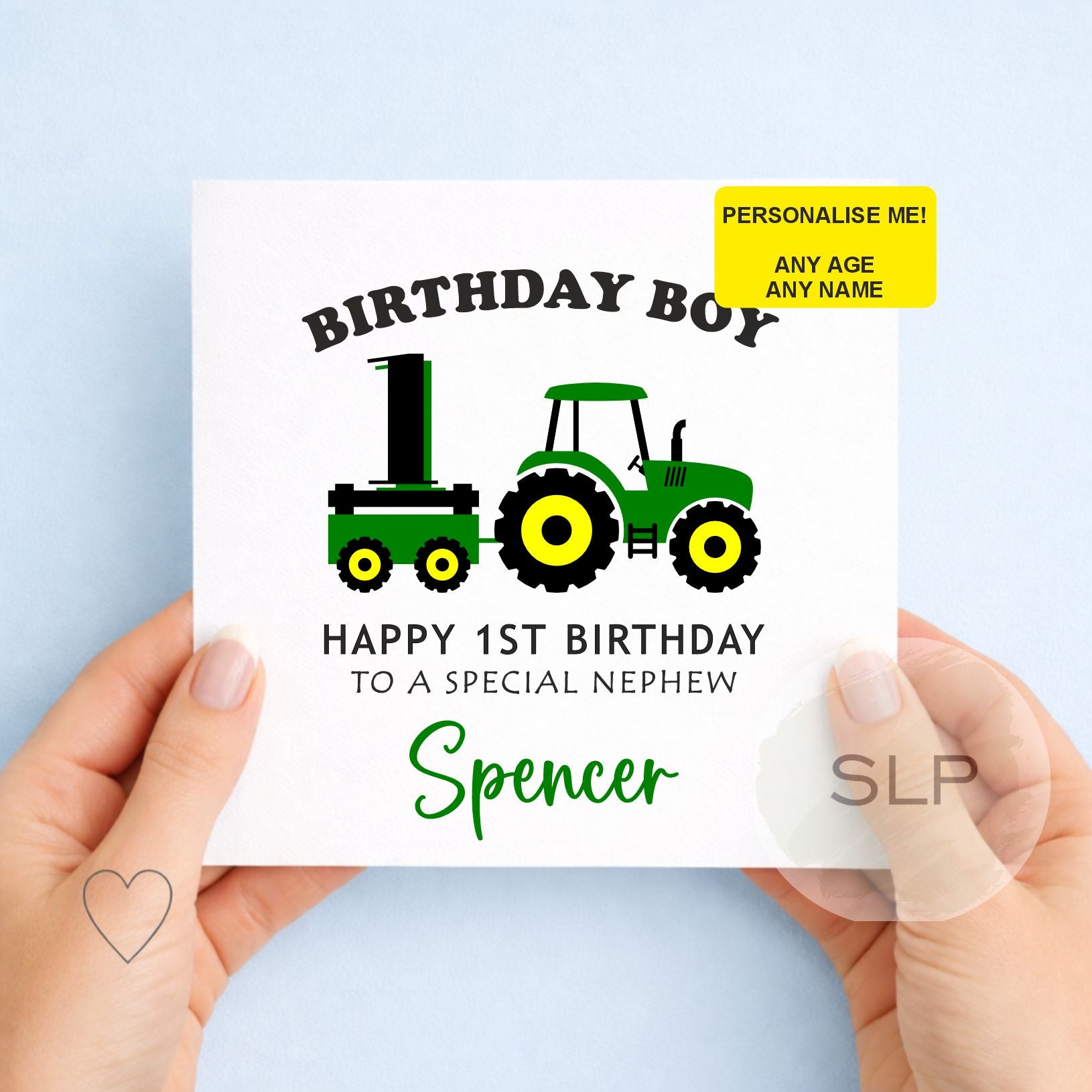 Tractor Birthday Card - First Birthday Card For Grandson - Son - Nephew - Farm Animals Card - 1st Birthday - 2nd Birthday - 3rd Birthday