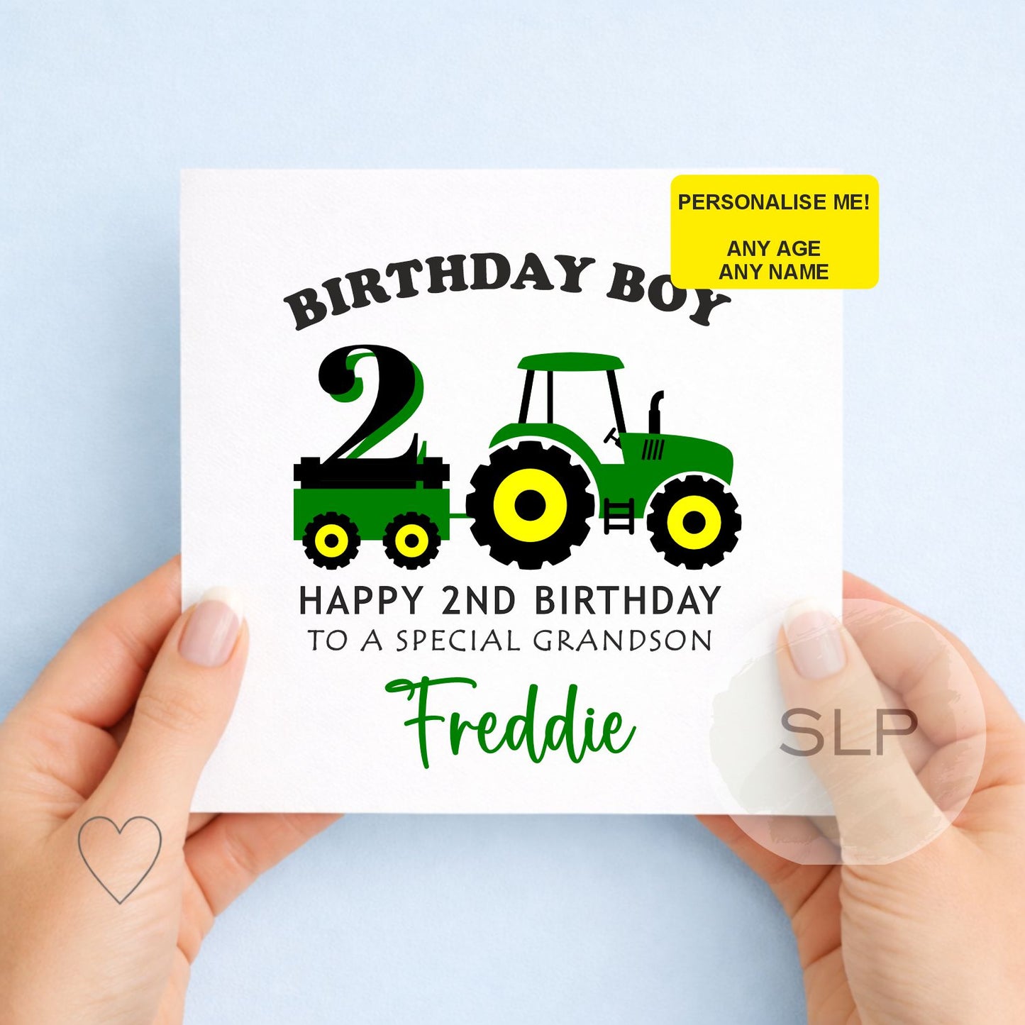 Tractor Birthday Card - First Birthday Card For Grandson - Son - Nephew - Farm Animals Card - 1st Birthday - 2nd Birthday - 3rd Birthday
