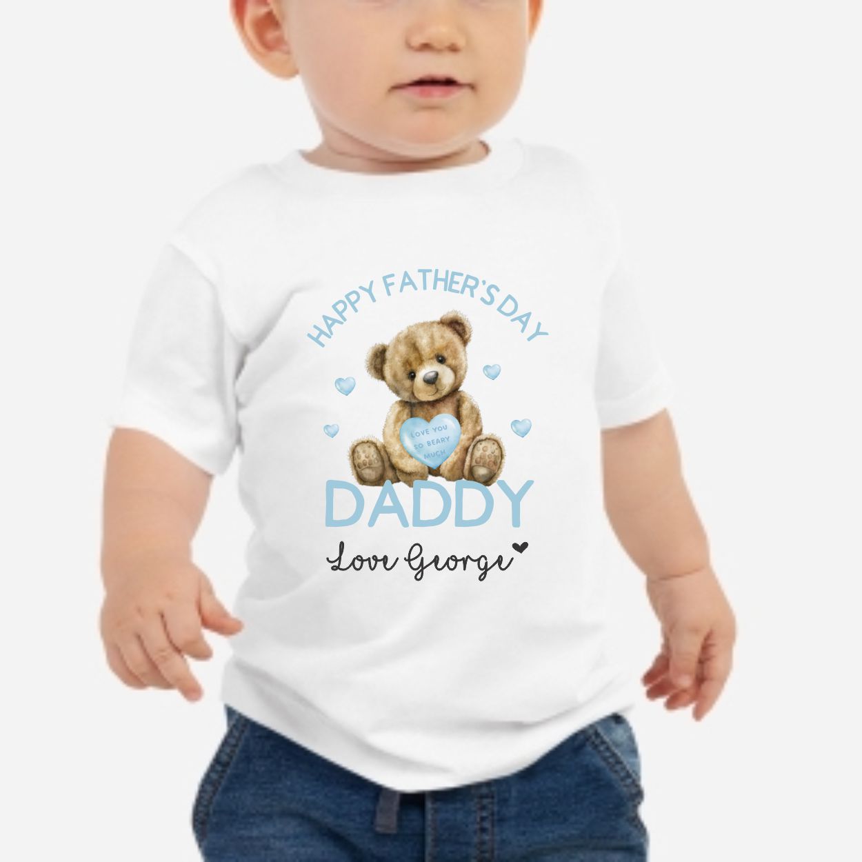 Kids fathers day clothing, personalised white T-shirt