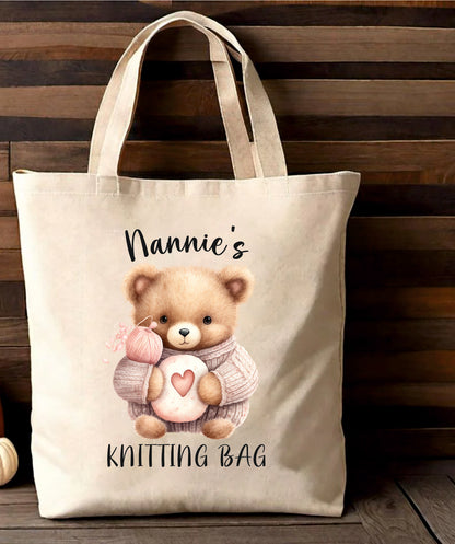 personalised grandma's knitting Bag