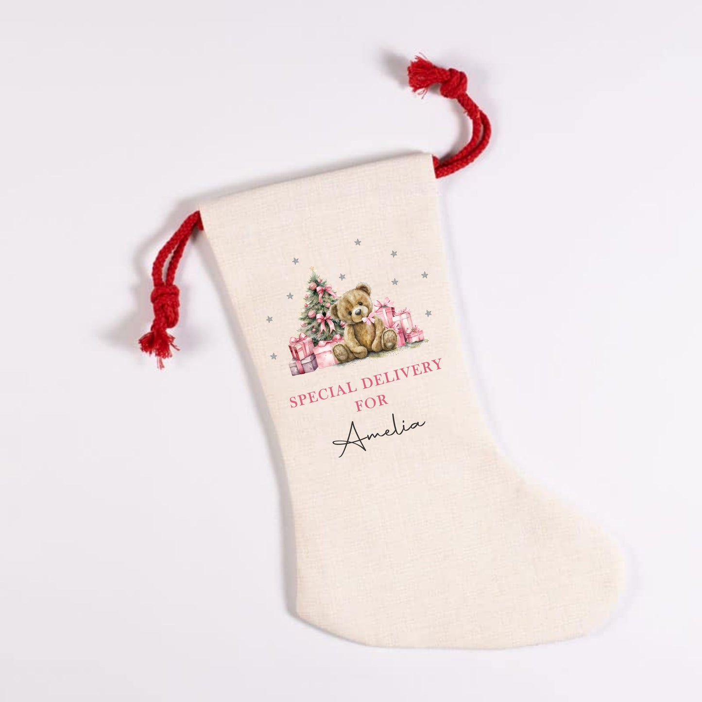 Personalised Santa Christmas Stocking - Teddy Bear Santa Stocking - Personalised Christmas Stocking - Family Stockings