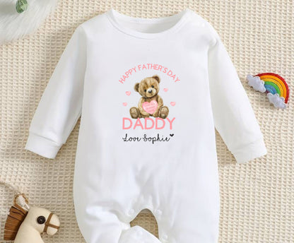 happy fathers day personalised baby's clothing