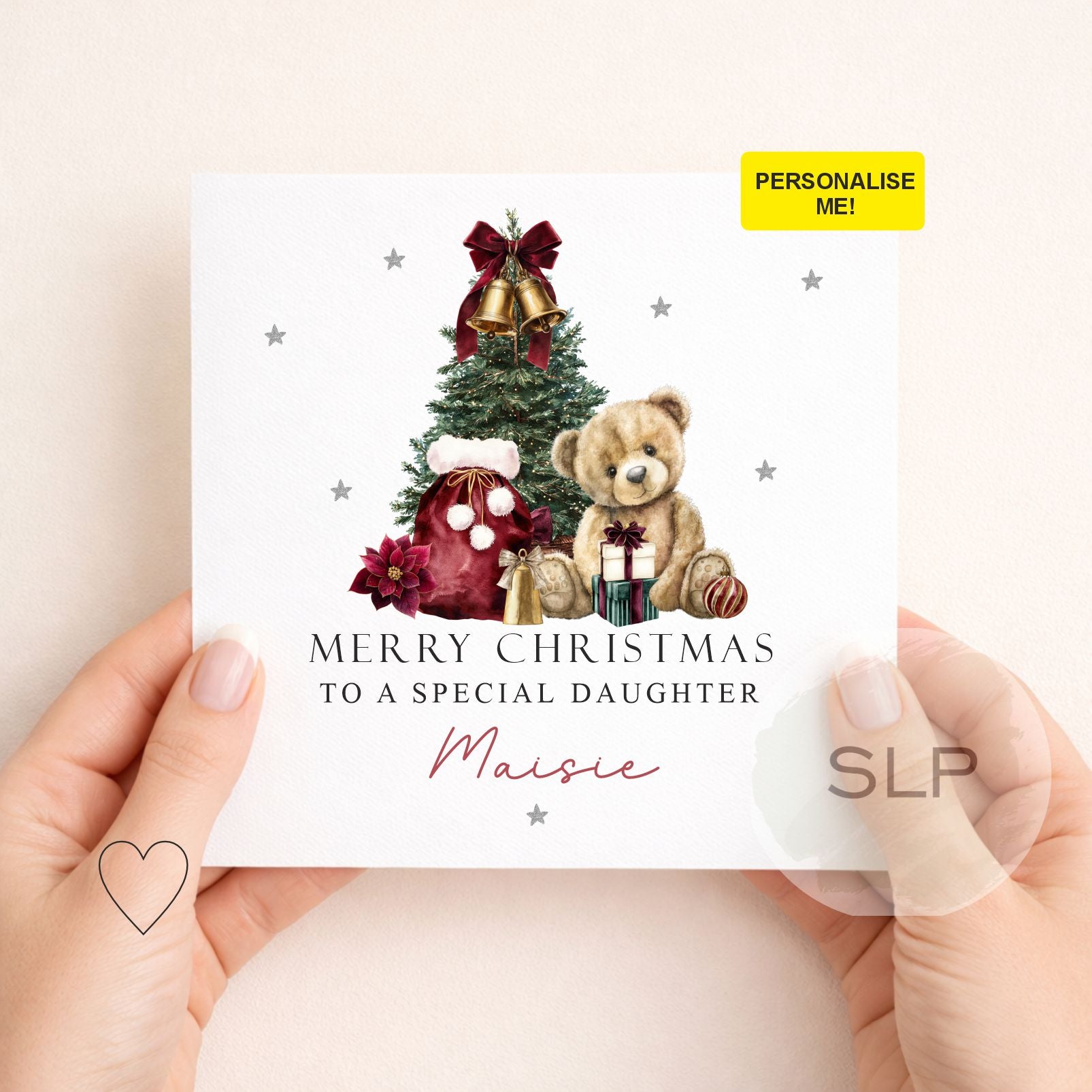 Personalised Christmas Card for Daughter or Granddaughter | Teddy