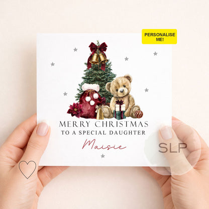 Personalised Christmas Card for Daughter or Granddaughter | Teddy