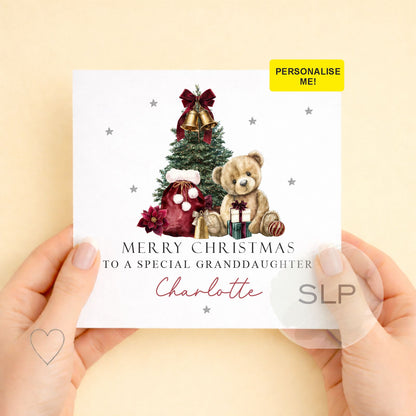 Personalised Christmas Card for Daughter or Granddaughter | Teddy