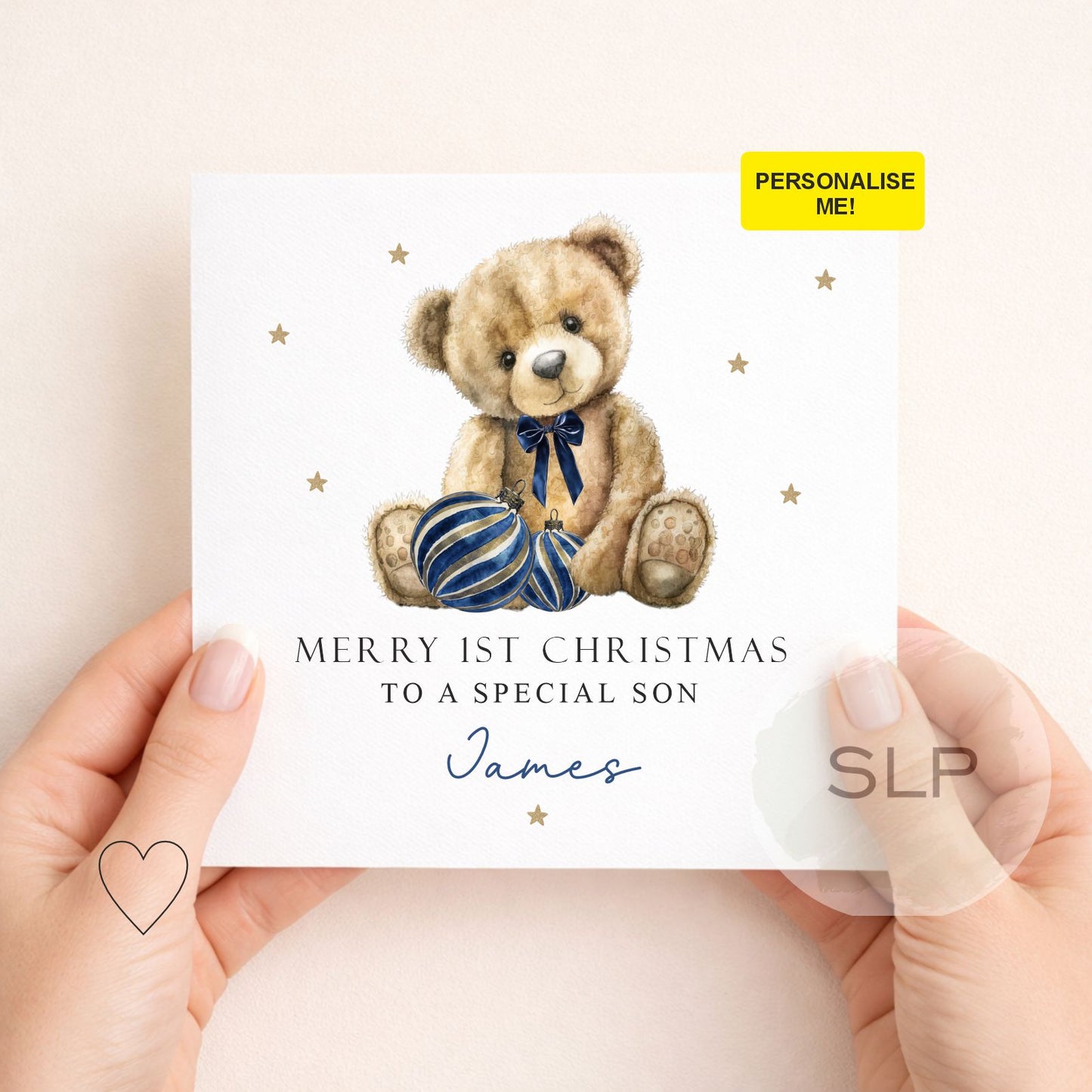 Personalised 1st Christmas Card for Son or Grandson | Teddy