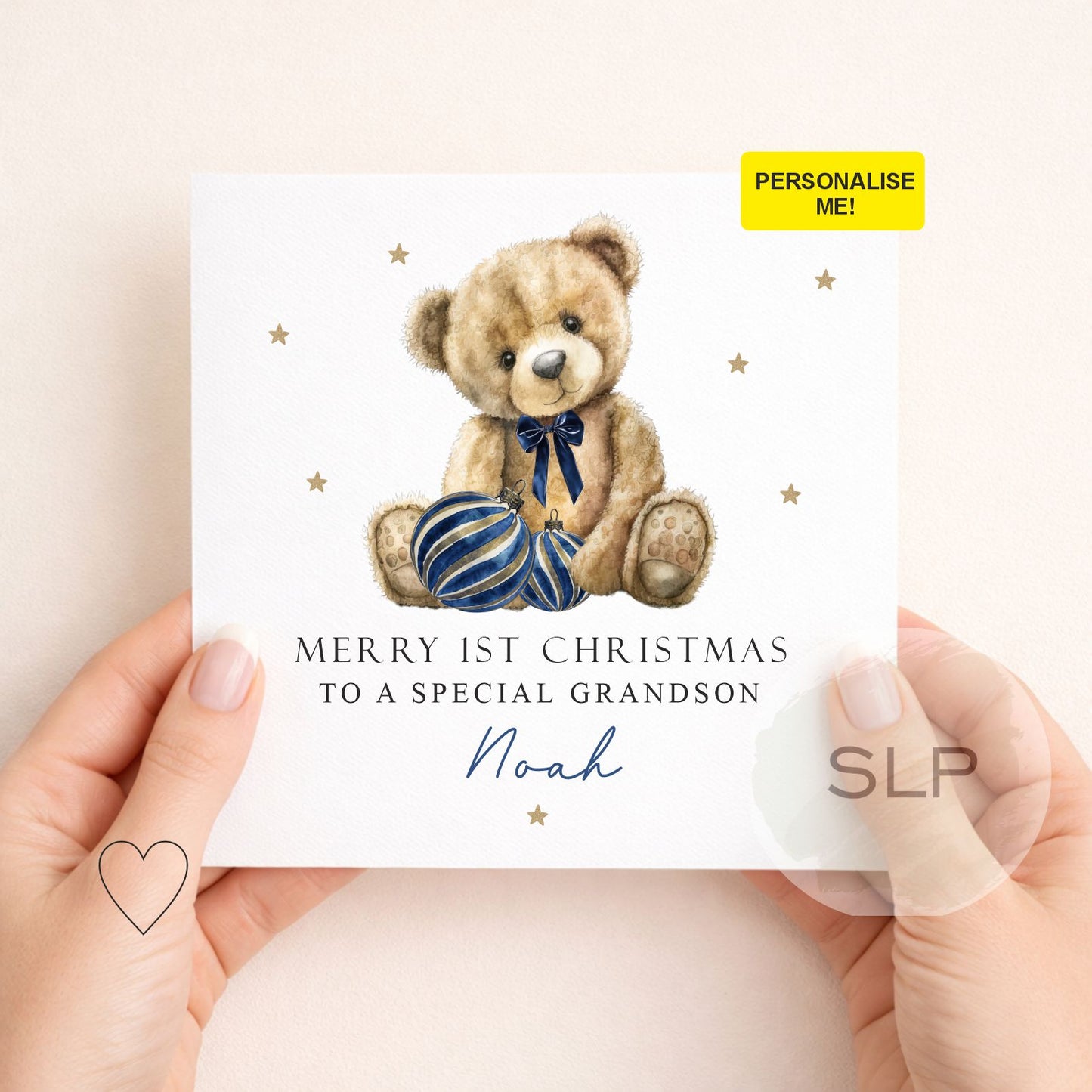 Personalised 1st Christmas Card for Son or Grandson | Teddy