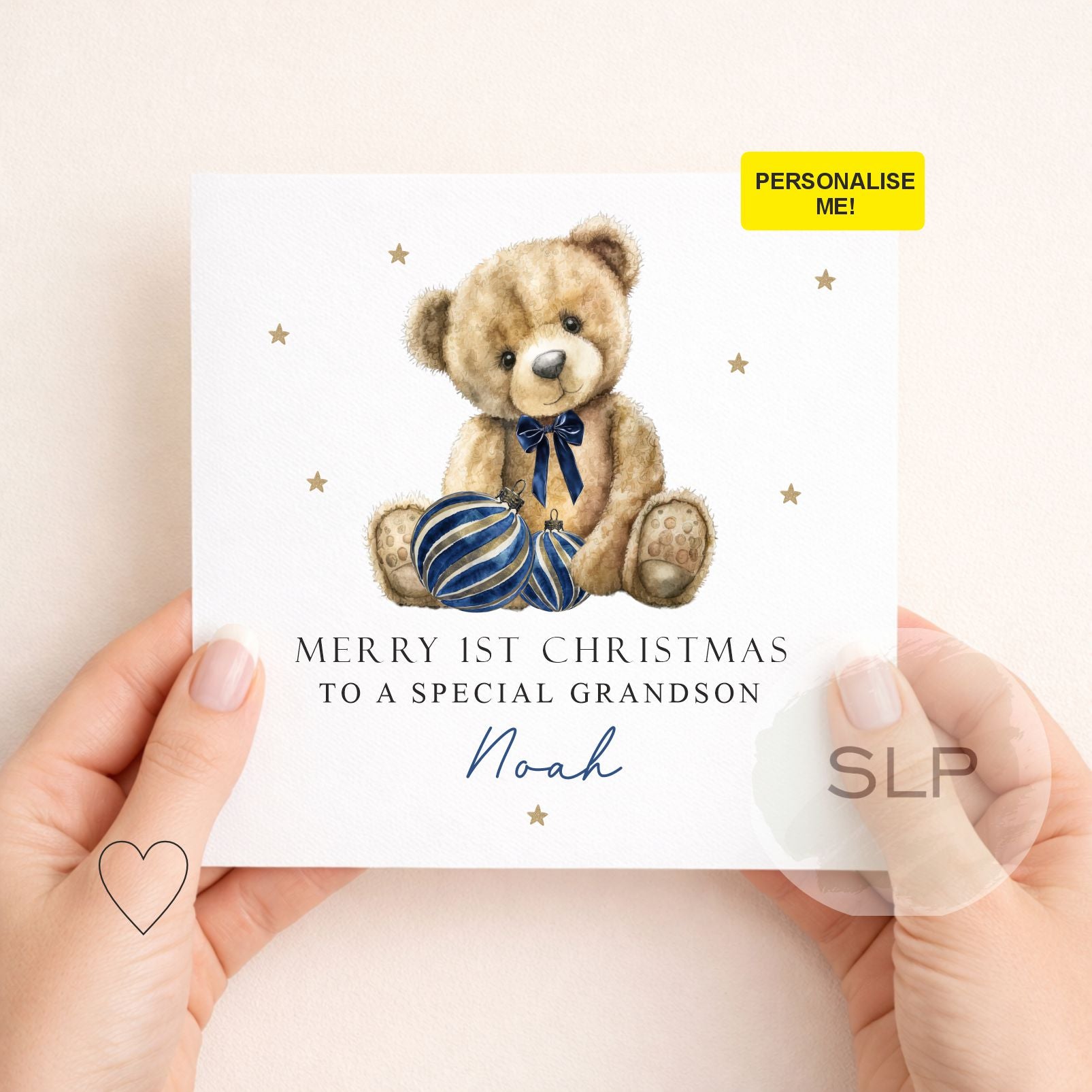 Personalised 1st Christmas Card for Son or Grandson | Teddy