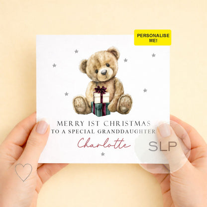 Personalised First Christmas Card for Daughter | Teddy Bear