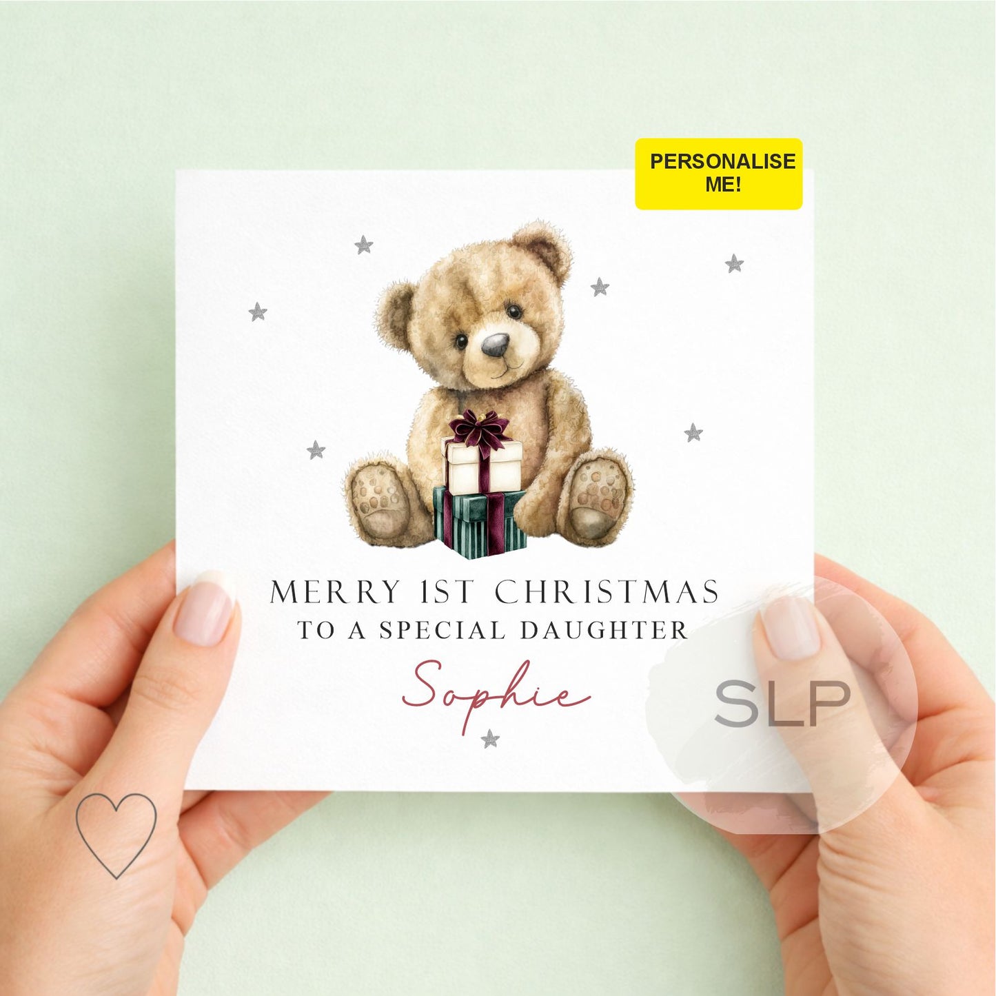 Personalised First Christmas Card for Daughter | Teddy Bear