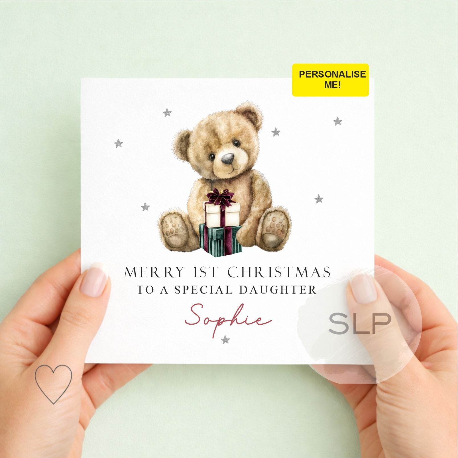 Personalised First Christmas Card for Daughter | Teddy Bear