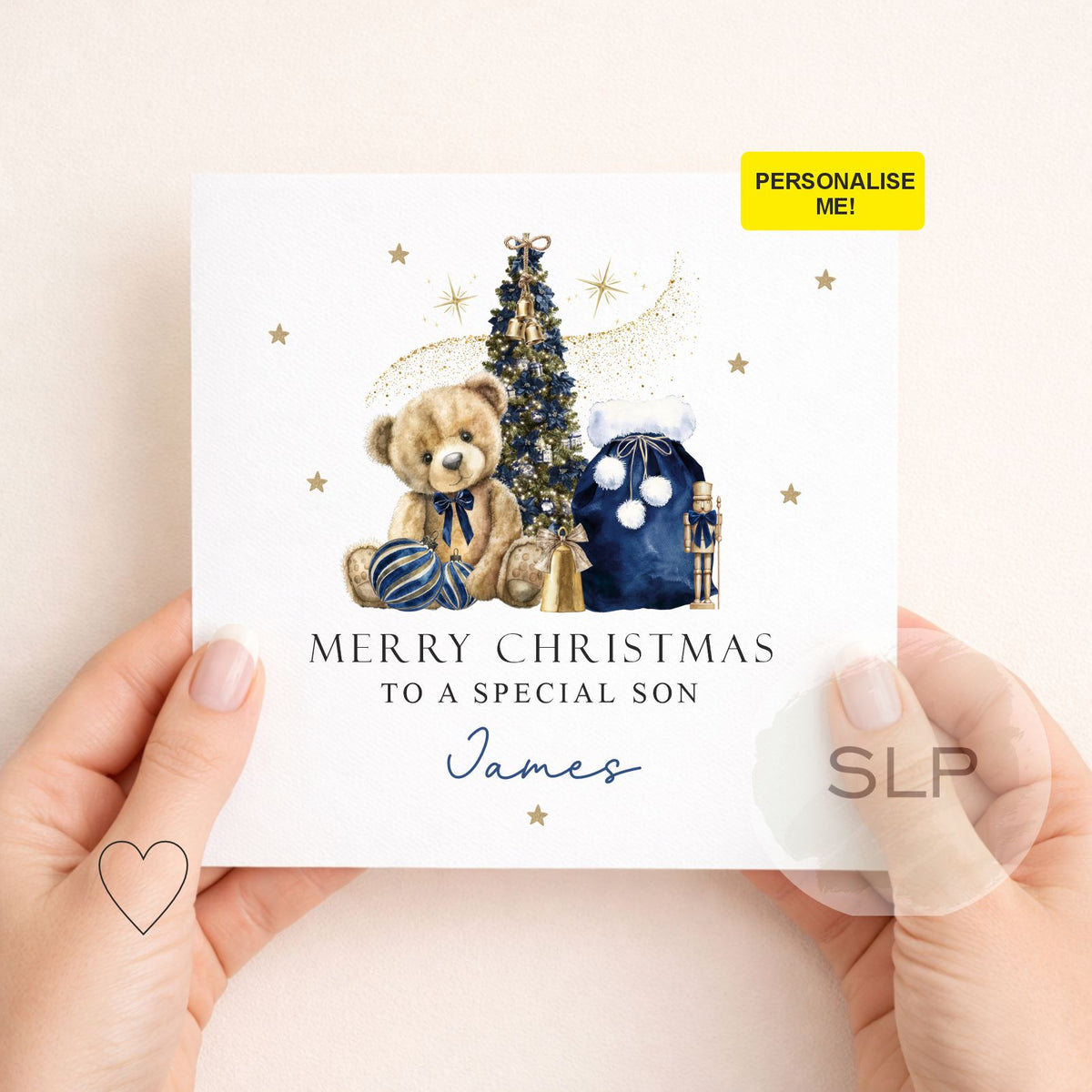 Personalised Christmas Card for Son or Grandson | Teddy Bear