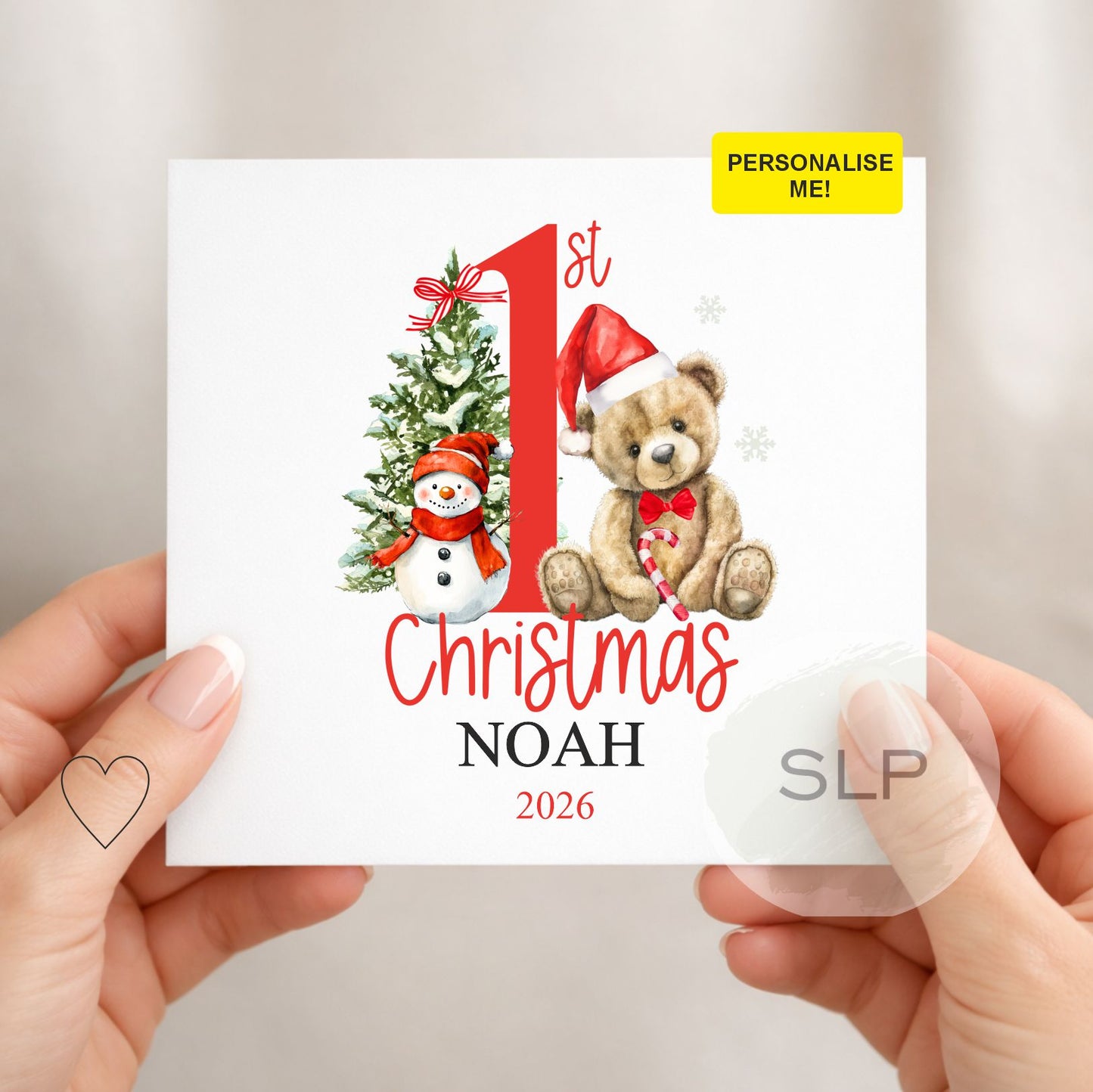 Personalised 1st Christmas Card | Teddy Bear First Christmas