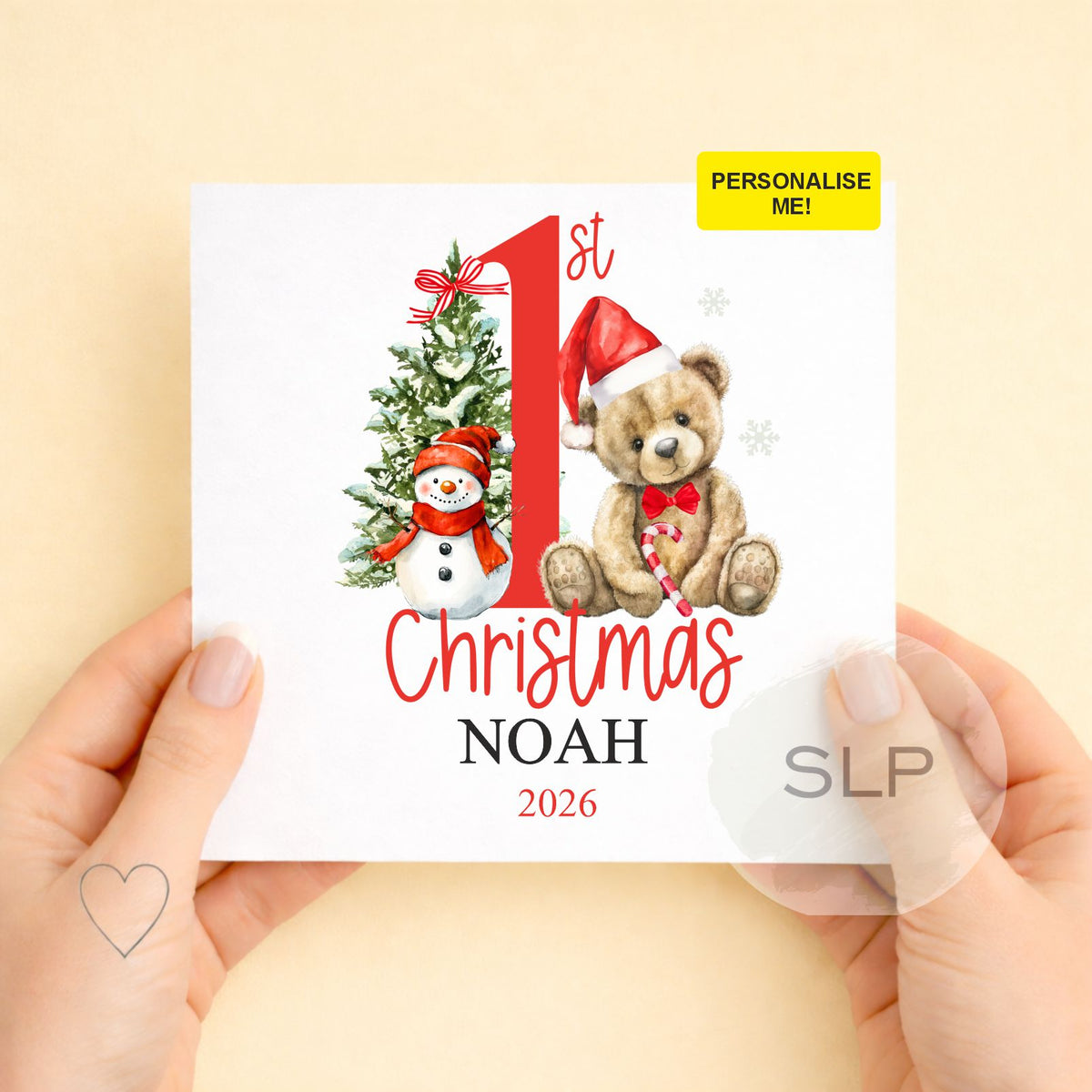 Personalised 1st Christmas Card | Teddy Bear First Christmas