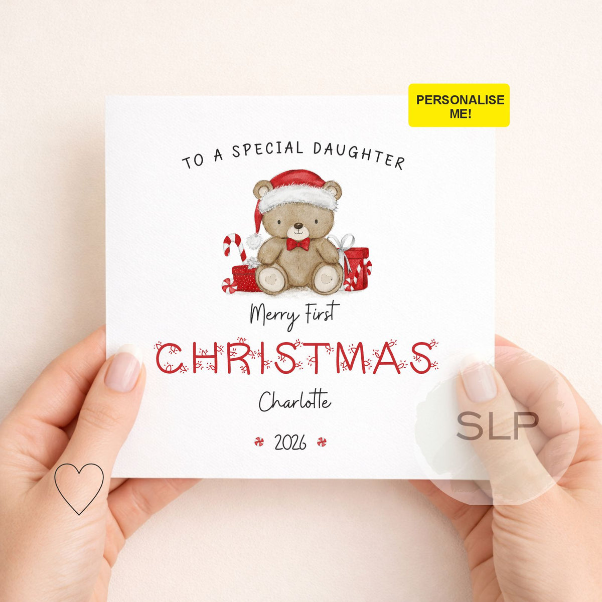 Personalised First Christmas Card | Teddy Bear Baby Card