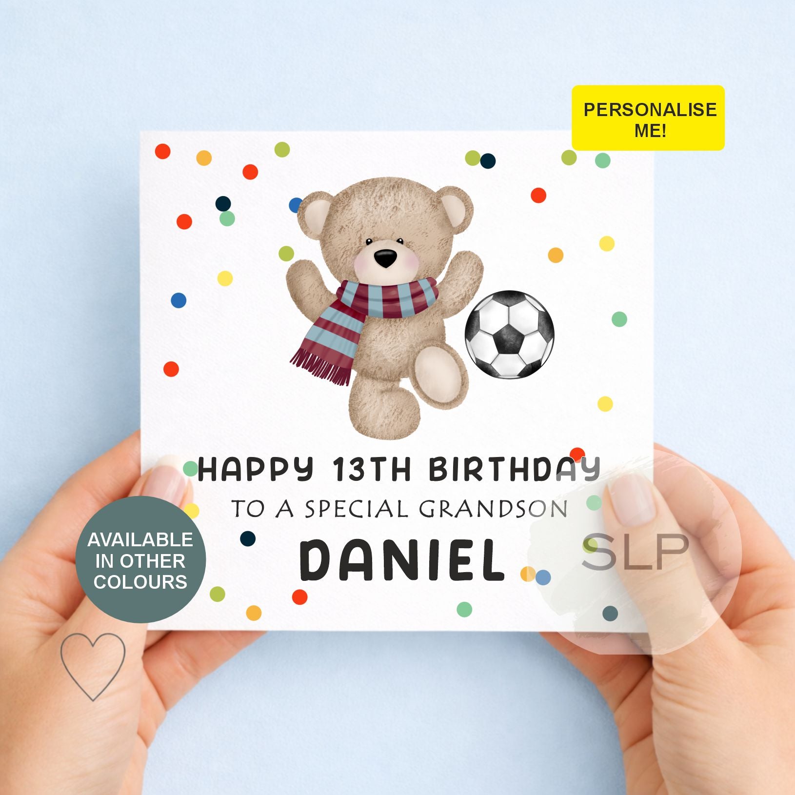 Football Birthday Card, Personalised 7th, 8th, 9th, 10th, Any Age Birthday Card for Son, Grandson, Brother, Nephew, Soccer Birthday Card