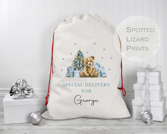 Personalised Christmas Santa sack - Teddy - Christmas Stocking - Christmas Eve sack - Teddy Bear