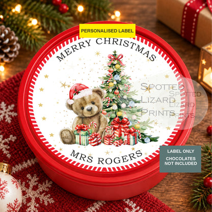 Personalised Christmas Chocolate Tub Sticker, Santa Mail Treat Tub Label, Christmas Eve Sweet Sticker, Kids Xmas Gift