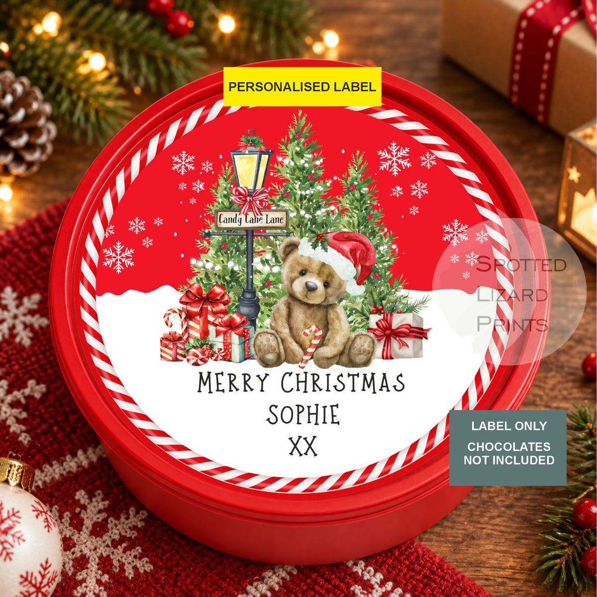 Personalise Your Christmas Chocolate Tub Label