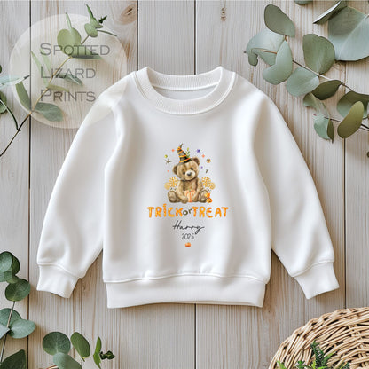 Personalised Cute Halloween Kids Sweatshirt Cute Pumpkin, Unisex Halloween Outfit, Spooky Outfit Trick or Treat Sweatshirt, Halloween jumper