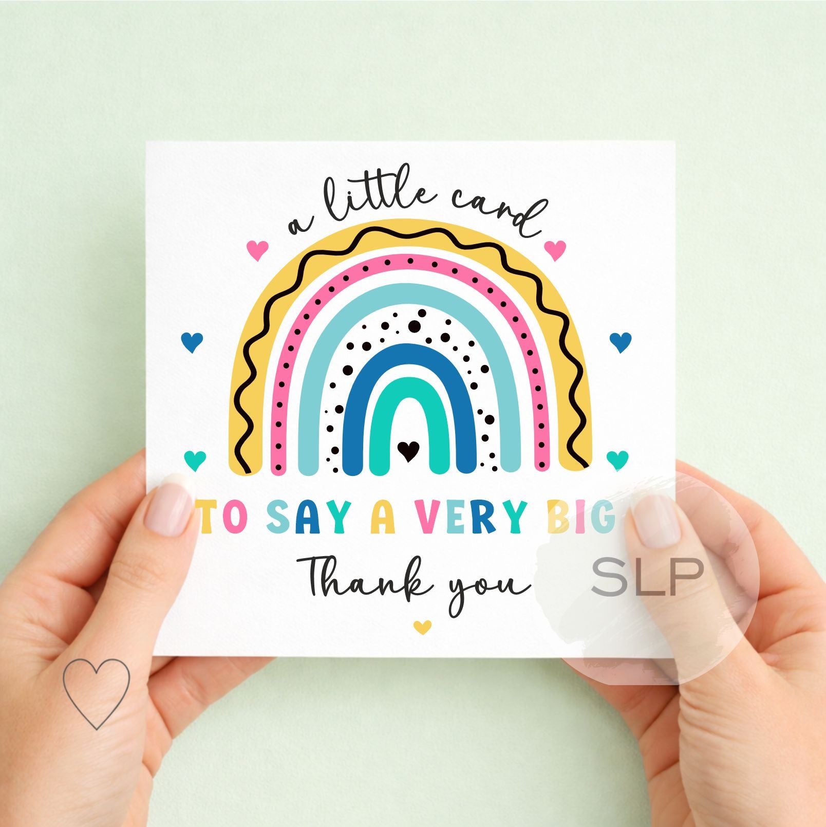 Rainbow Thank You Card | Appreciation Gift for Teacher, Friend - Thank You Teacher Card, End Of School Card, Teacher Appreciation Card