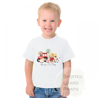 Personalised Tractor 1st Birthday T-shirt Little Boy, Baby First Birthday - One Today / Two - Birthday Age T-shirt