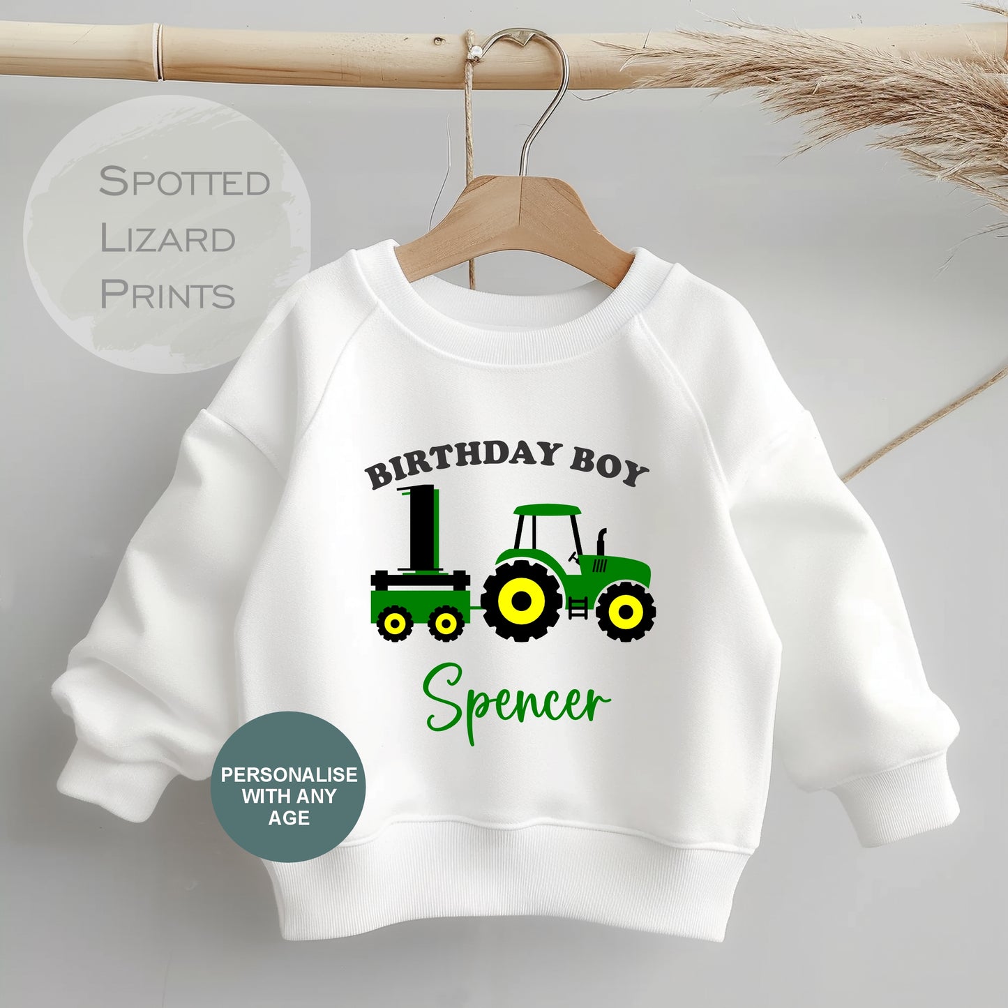 Personalised Tractor Birthday Sweatshirt, First Birthday Sweatshirt, Tractor Birthday - 1st Birthday Gifts - Birthday Boy Jumper any age
