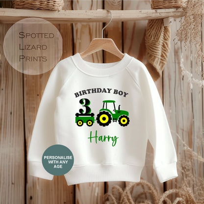 Personalised Tractor Birthday Sweatshirt, First Birthday Sweatshirt, Tractor Birthday - 1st Birthday Gifts - Birthday Boy Jumper any age