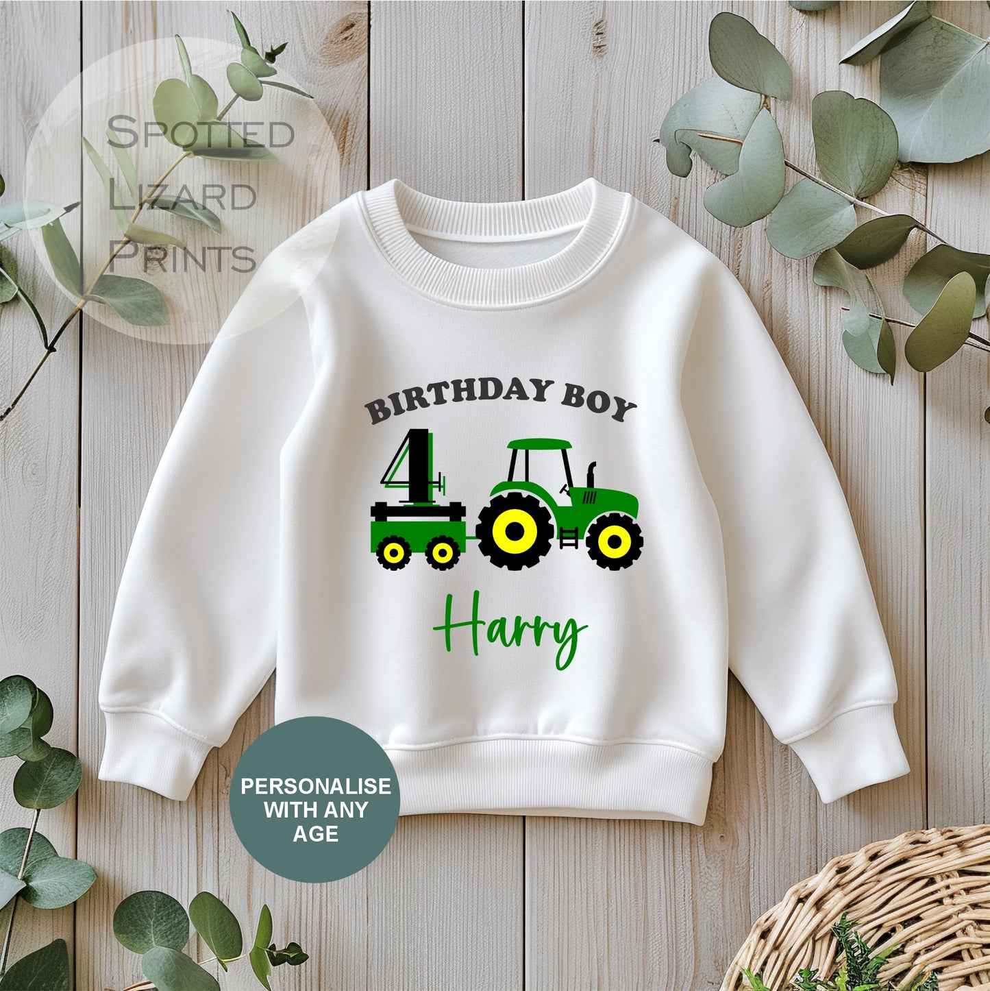 Personalised Tractor Birthday Sweatshirt, First Birthday Sweatshirt, Tractor Birthday - 1st Birthday Gifts - Birthday Boy Jumper any age