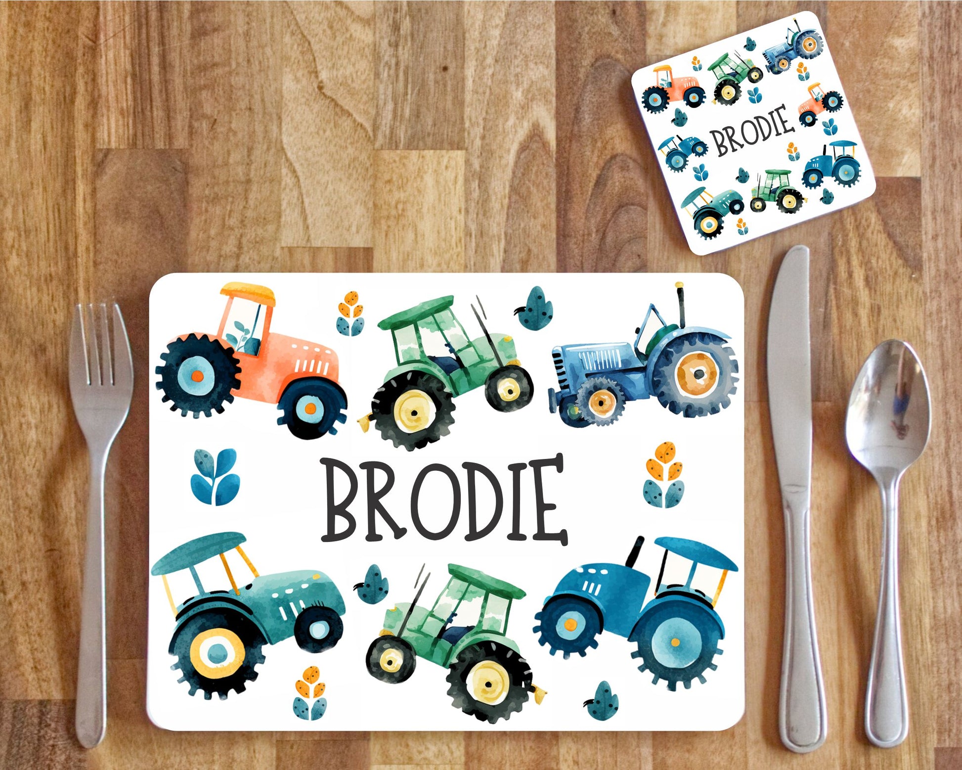 Digger placemat and Coaster set