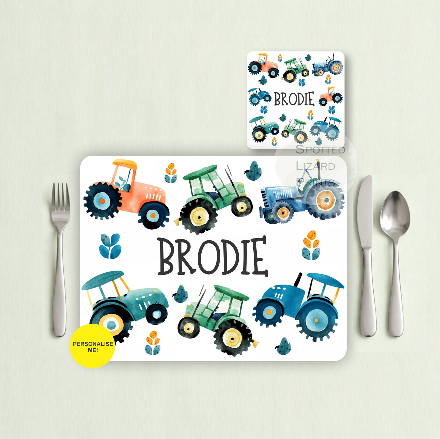 Gift for Kids - Personalised Placemat - Placemat and Coast set - Personalised Tableware - Personalised Coaster - 