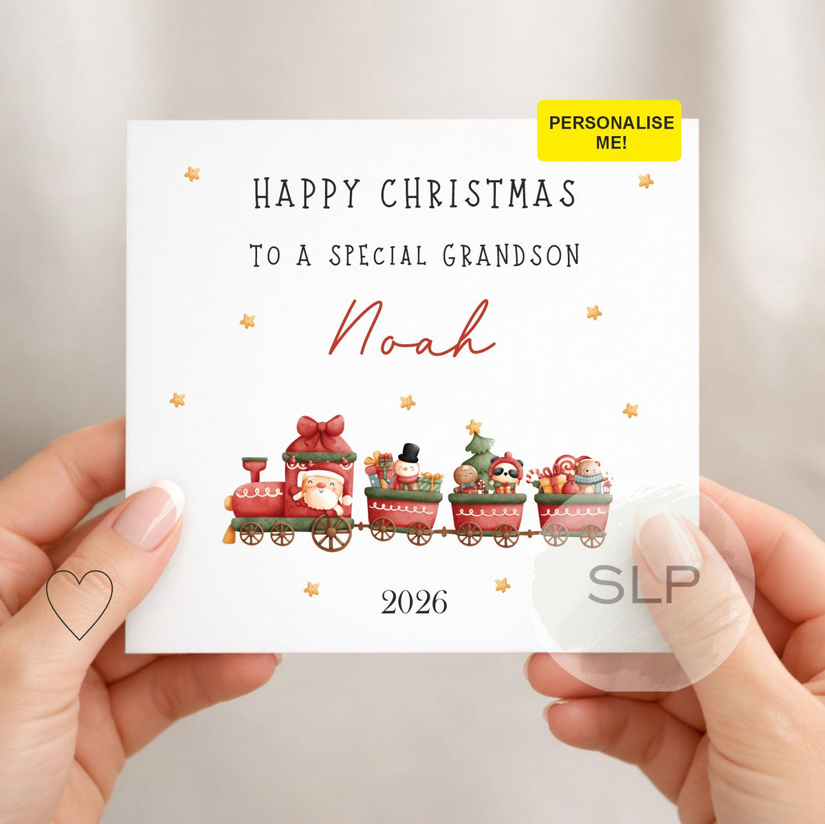 Personalised Christmas Train Card | Grandson & Little Boy
