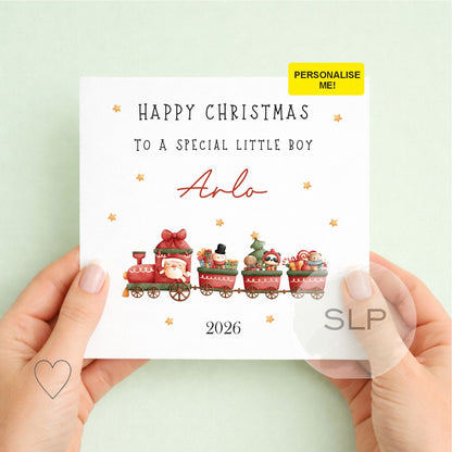 Personalised Christmas Train Card | Grandson & Little Boy
