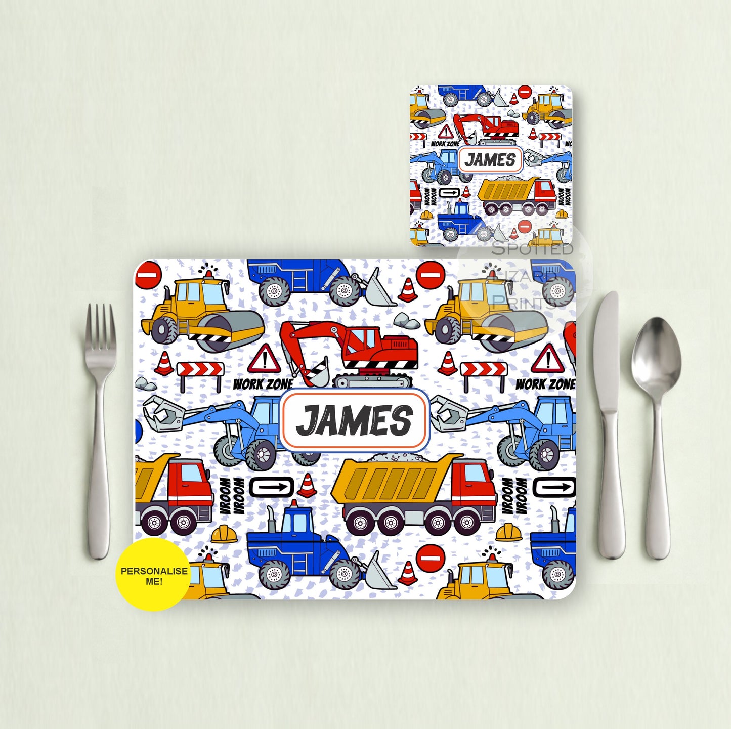 Gift for Kids - Personalised Placemat - Placemat and Coast set - Personalised Tableware - Personalised Coaster - 