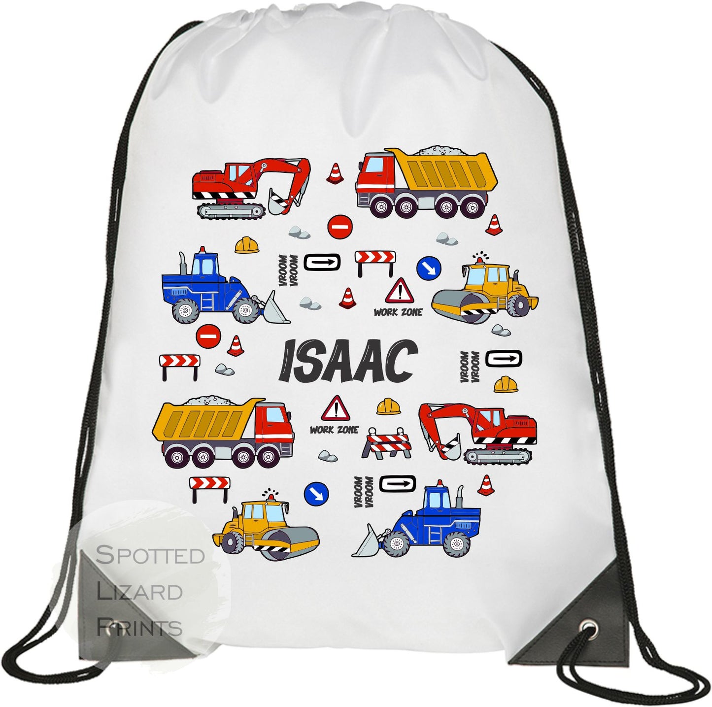 kids personalised truck drawstring bag