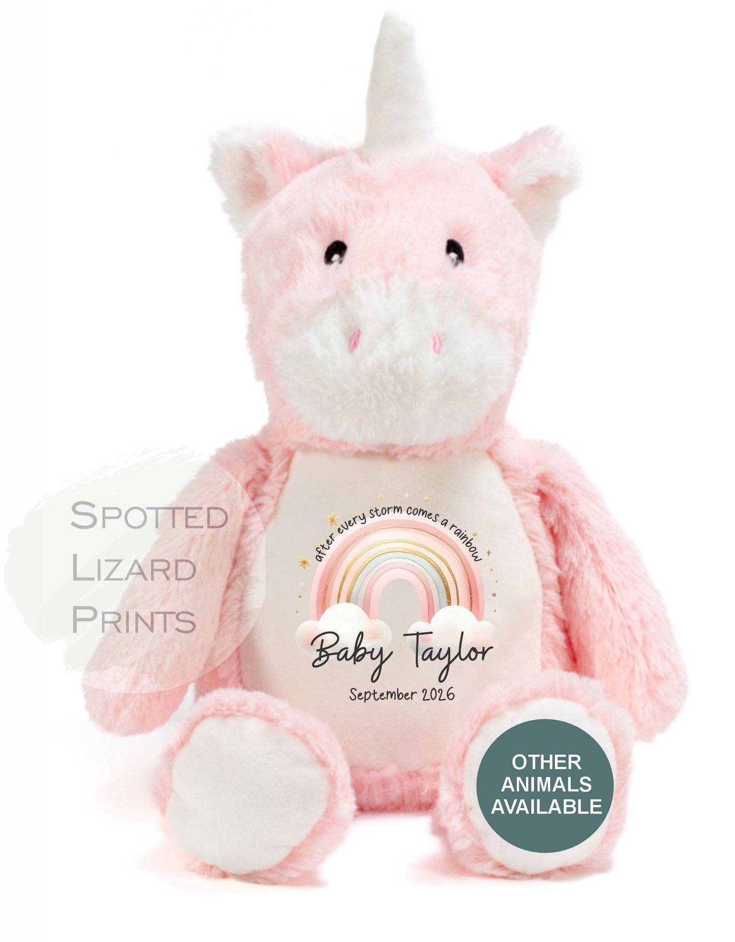 After Every Storm comes a rainbow Baby Teddy - IVF New baby arrival gift, new baby soft toy | miracle baby | rainbow baby
