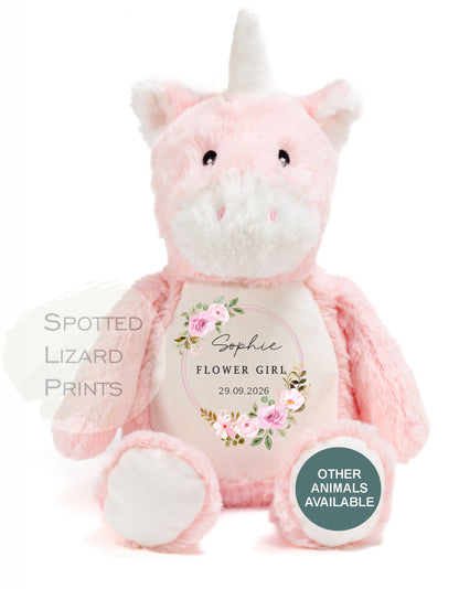 Personalised Flower Girl Soft Toy - Bridesmaid Gift - Gift for Flower Girl - Thank you for being my Flower Girl