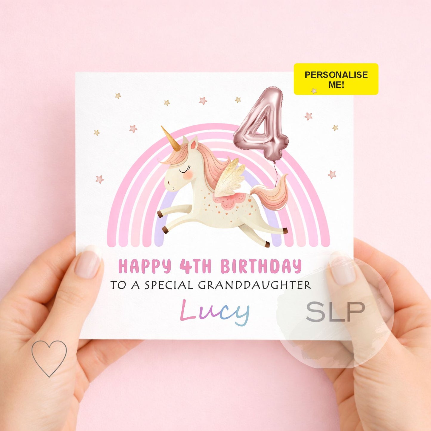 Personalised Unicorn Granddaughter Birthday Card  | Unicorn Birthday Card Girl, Rainbow Unicorn Card | Daughter Granddaughter Niece