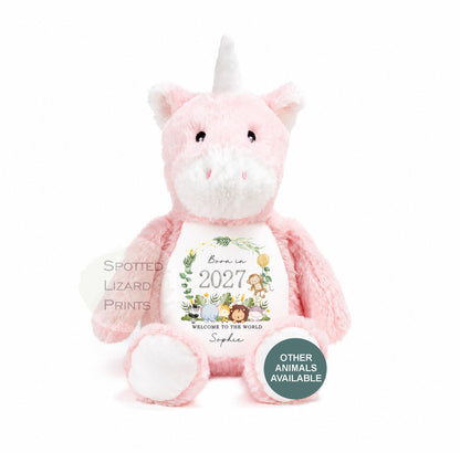 Personalised Baby Soft Toy Born in 2027 | Custom Name Plush Teddy | New Baby Gift | Baby Shower Gift | Baby Girl Boy Keepsake | Welcome